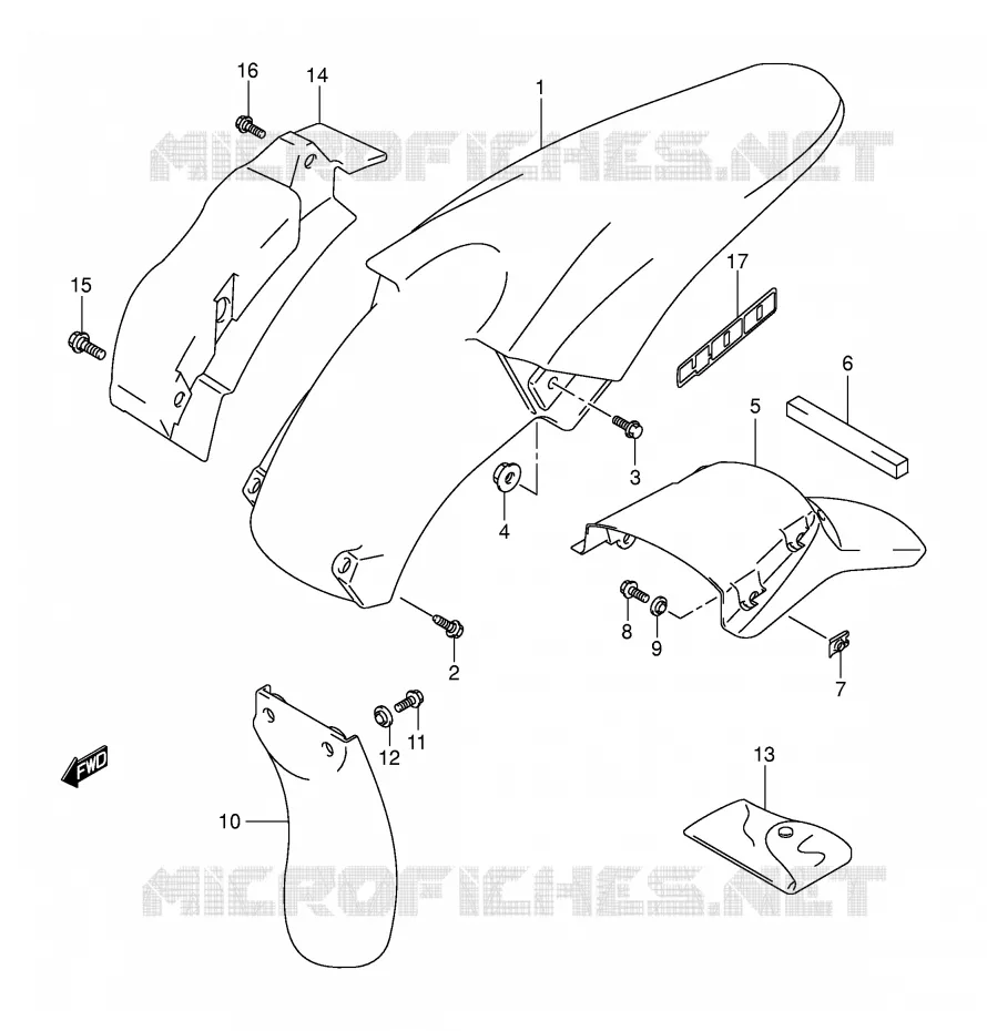 ACHTERSPATBORD (MODELE Y/K1/K2/K3) Suzuki MOTO 400 DR-Z 2003  DR-Z400EK3(E3/E28)