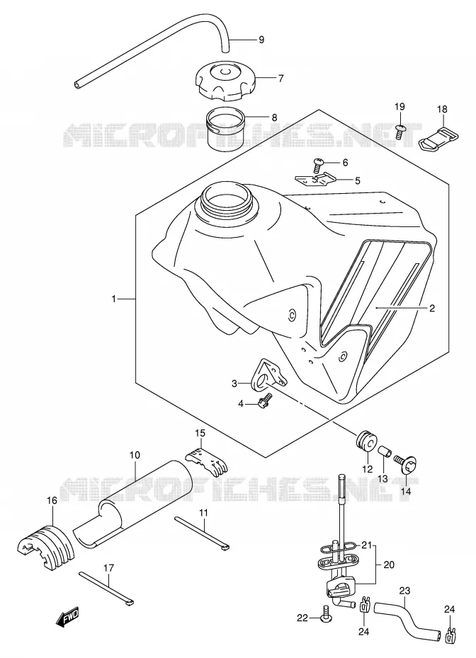 BENZINETANK (MODELE K2) Suzuki MOTO 400 DR-Z 2002  DR-Z400K2(E3/E28)