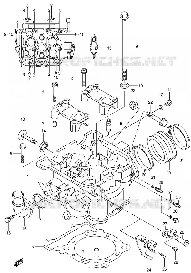 CILINDERKOP Suzuki MOTO 400 DR-Z 2003  DR-Z400EK3(E3/E28)