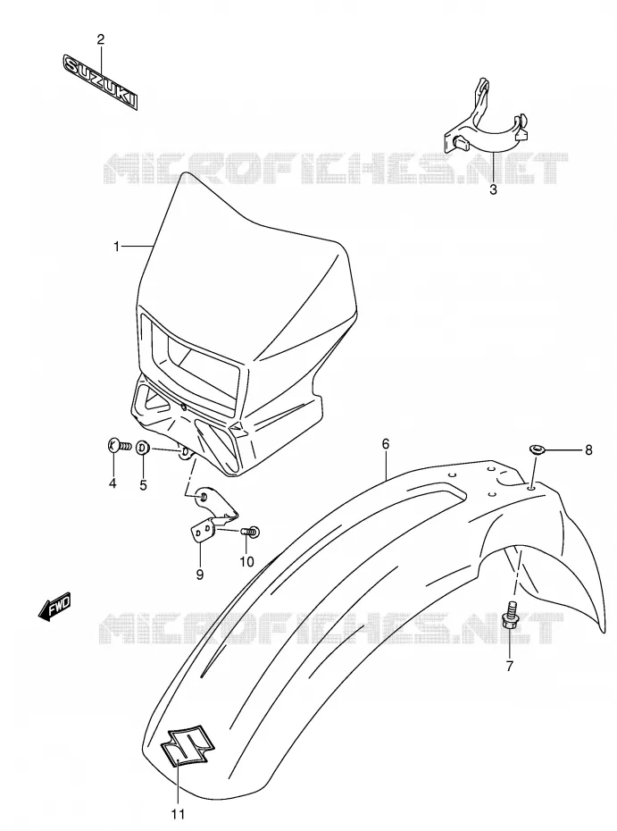 FRONT FENDER (MODELE K2/K3/K4) Suzuki MOTO 400 DR-Z 2000  DR-Z400EY(E3/E28)
