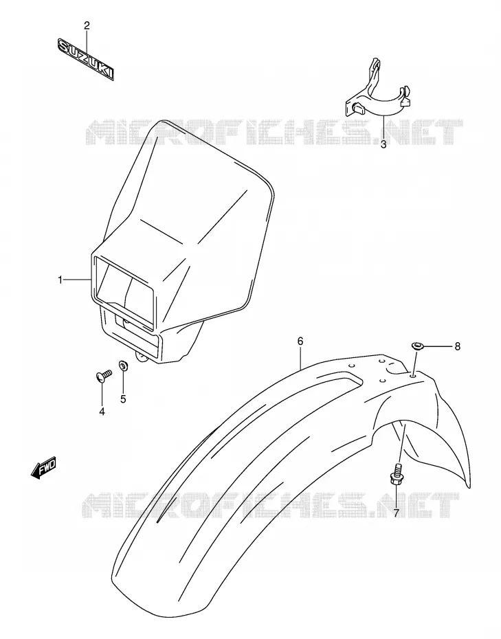 FRONT FENDER (MODELE Y/K1) Suzuki MOTO 400 DR-Z 2003  DR-Z400K3(E3/E28)