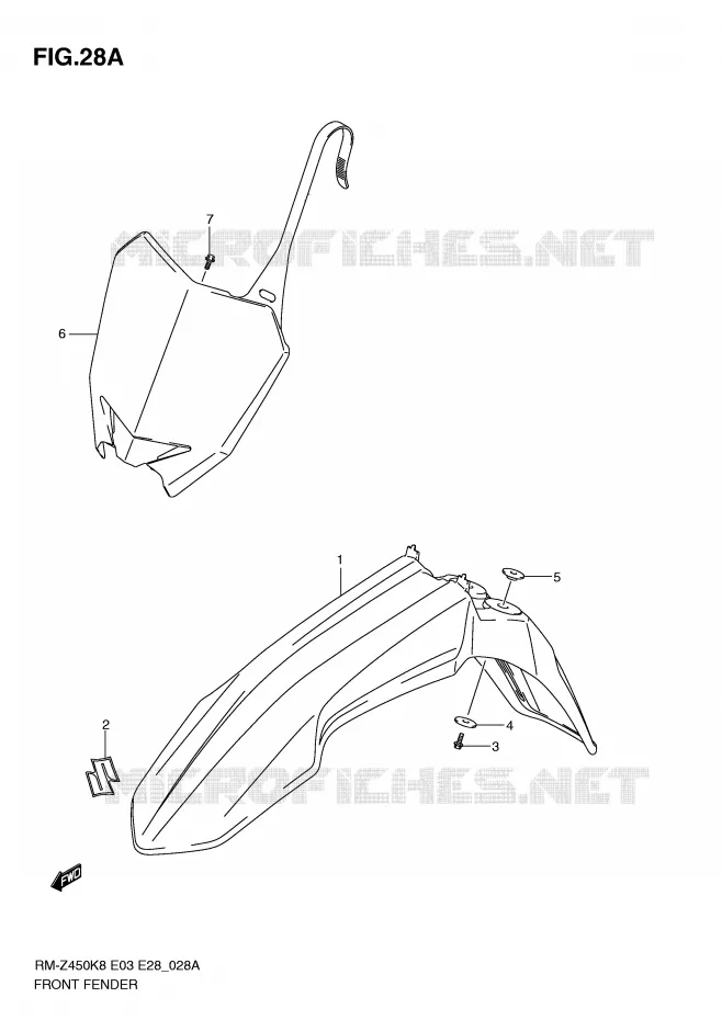FRONT FENDER (RM-Z450L1) Suzuki MOTO 450 RM-Z 2010  RM-Z450L0(E3/E28)