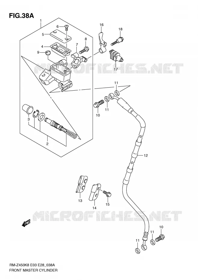 FRONT HOOFDREMCILINDER (RM-Z450L1) Suzuki MOTO 450 RM-Z 2011  RM-Z450L1(E3/E28)