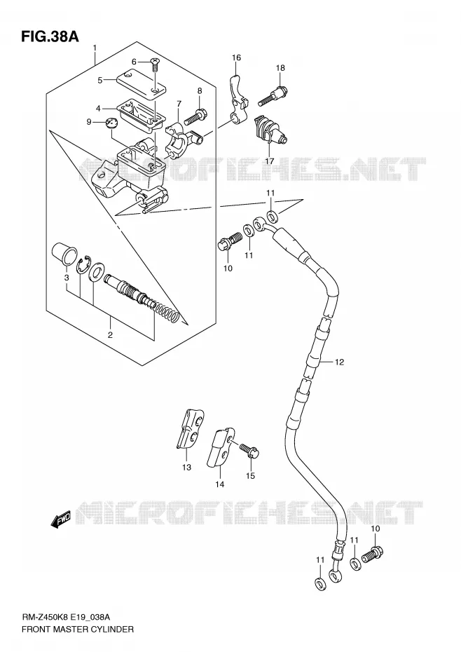 FRONT HOOFDREMCILINDER (RM-Z450L1) Suzuki MOTO 450 RM-Z 2012  RM-Z450L1(E19)