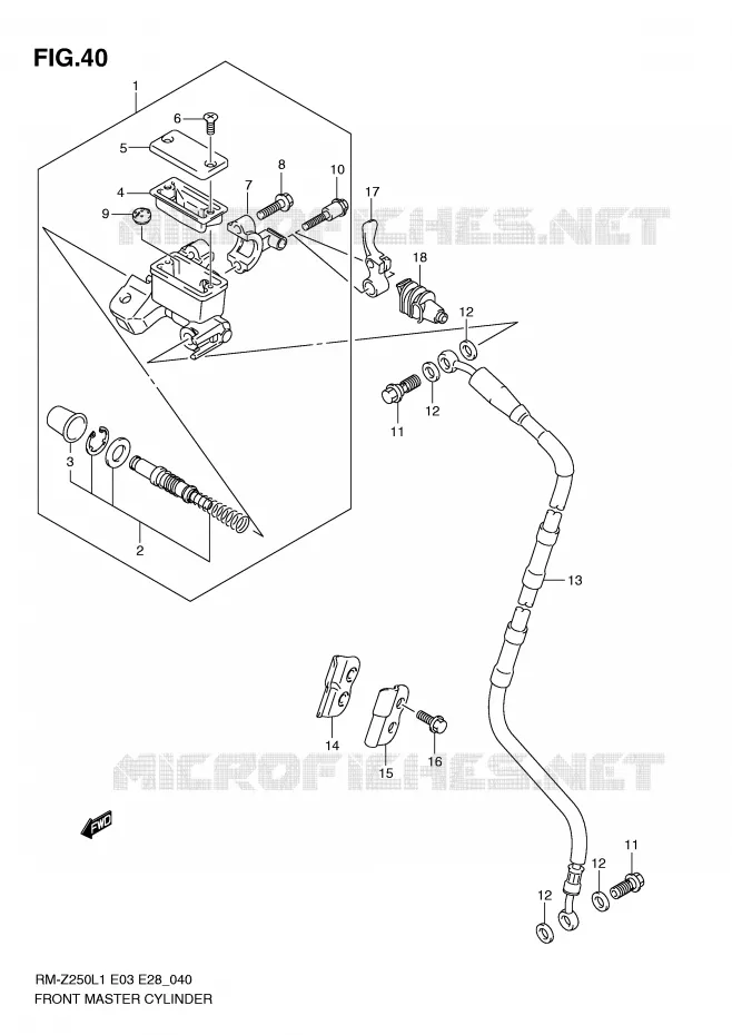 FRONT HOOFDREMCILINDER Suzuki MOTO 250 RM-Z 2011  RM-Z250L1(E3/E28)