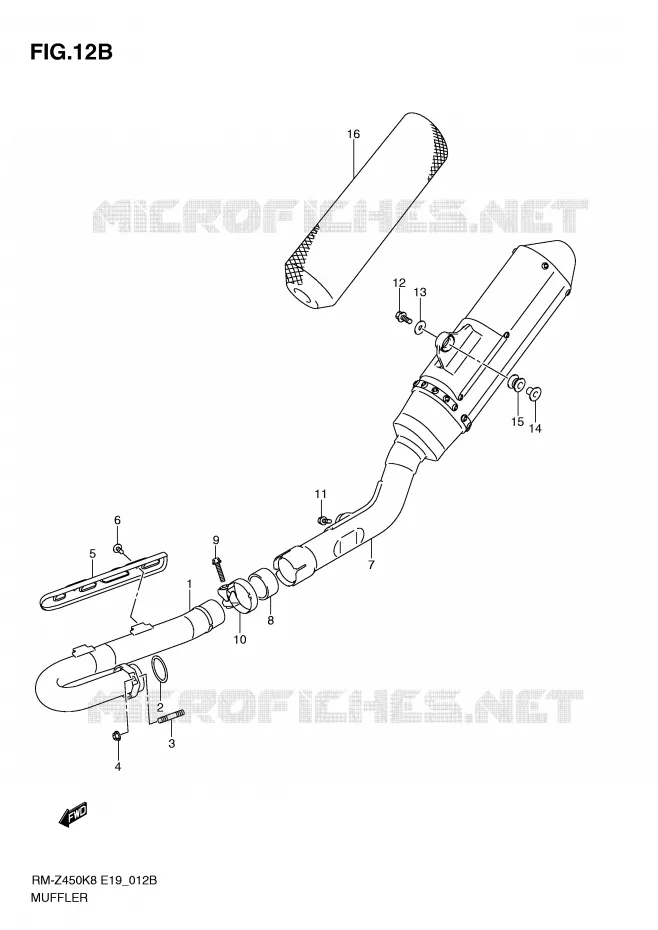 GELUIDDEMPER (RM-Z450L1) Suzuki MOTO 450 RM-Z 2010  RM-Z450L0(E19)