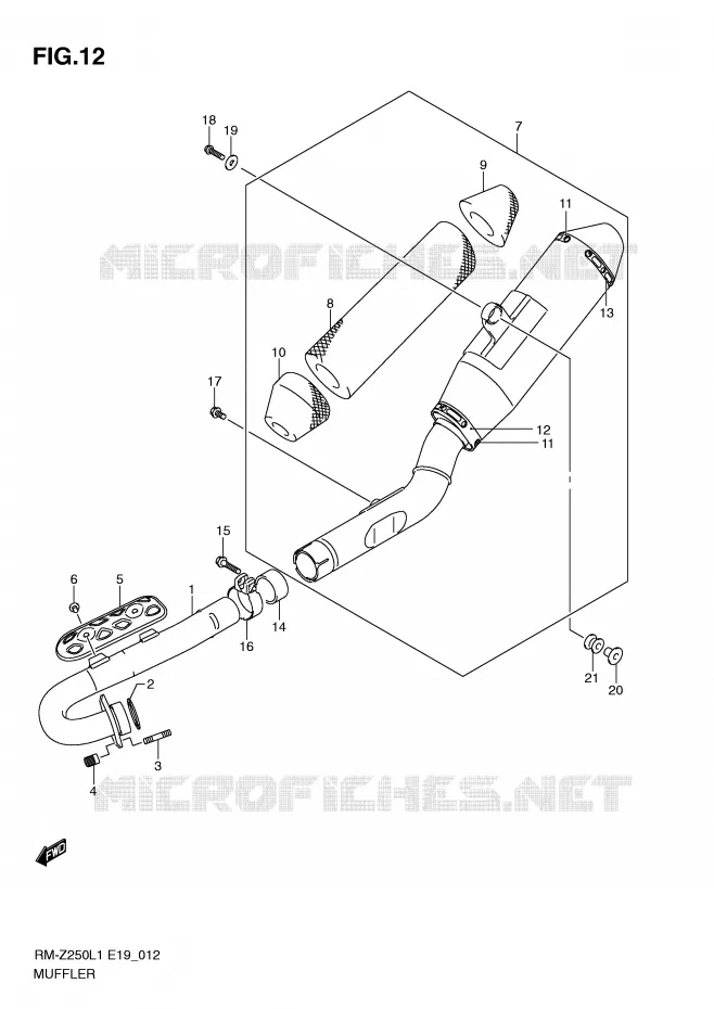 GELUIDDEMPER Suzuki MOTO 250 RM-Z 2011  RM-Z250L1(E19)