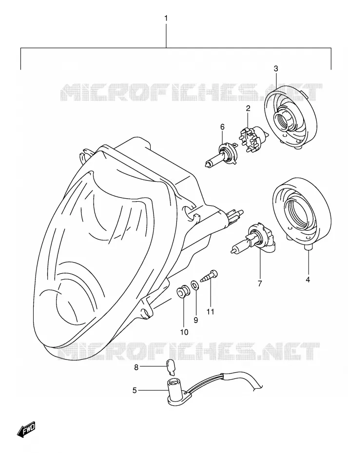 KOPLAMP (E19,P37) Suzuki MOTO 1300 HAYABUSA 2002  GSX1300RK2(E2)