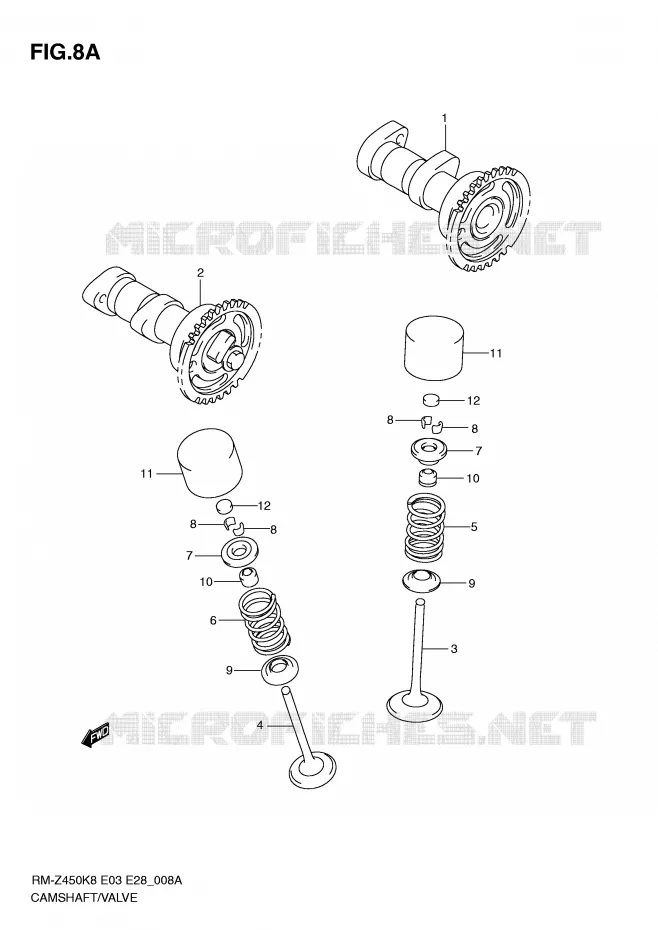 NOKKENAS - VALVES (RM-Z450L1) Suzuki MOTO 450 RM-Z 2009  RM-Z450K9(E3/E28)