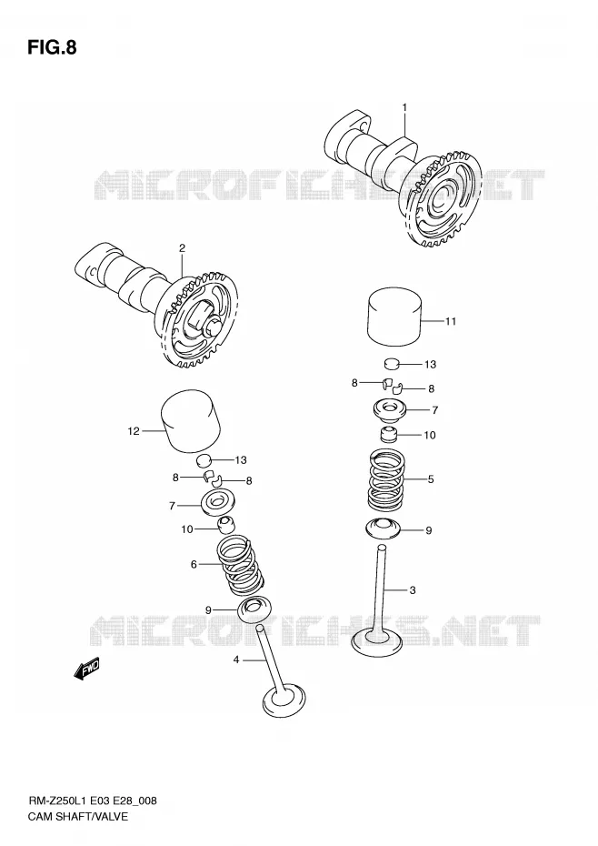 NOKKENAS - VALVES Suzuki MOTO 250 RM-Z 2011  RM-Z250L1(E3/E28)