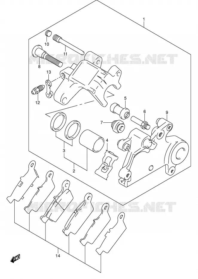 REAR CALIPER Suzuki MOTO 400 DR-Z 2006  DR-Z400SK6(E3/E28)
