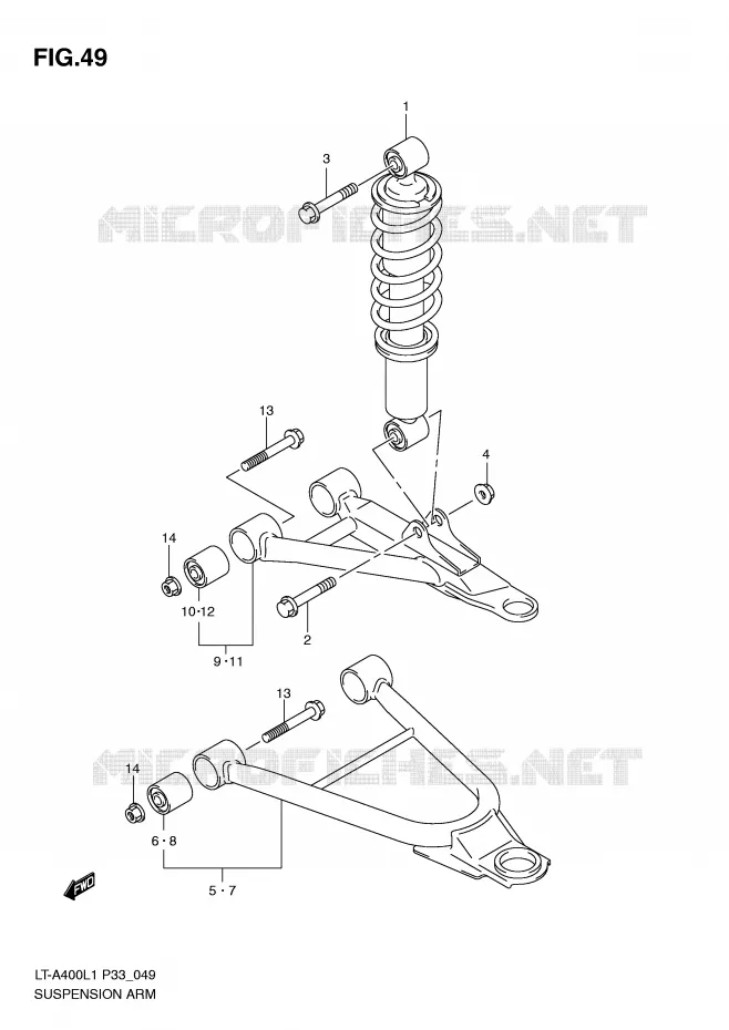 SCHOKDEMPER - VORKBEEN Suzuki QUAD 400 KINGQUAD 2011  LT-A400L1(P33)