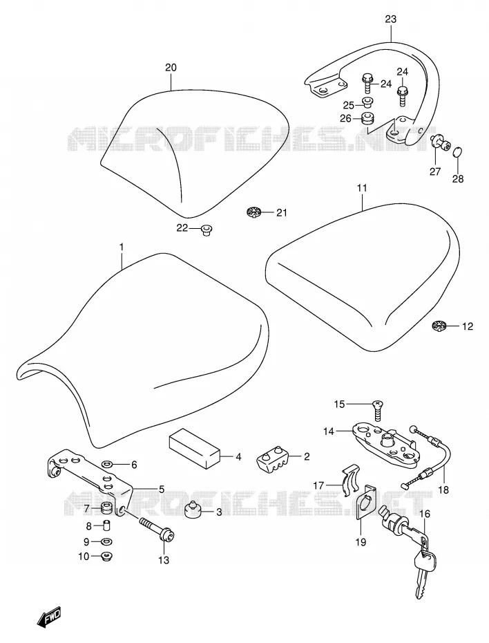 SEAT (MODELE K1) Suzuki MOTO 1300 HAYABUSA 2000  GSX1300RY(E2)
