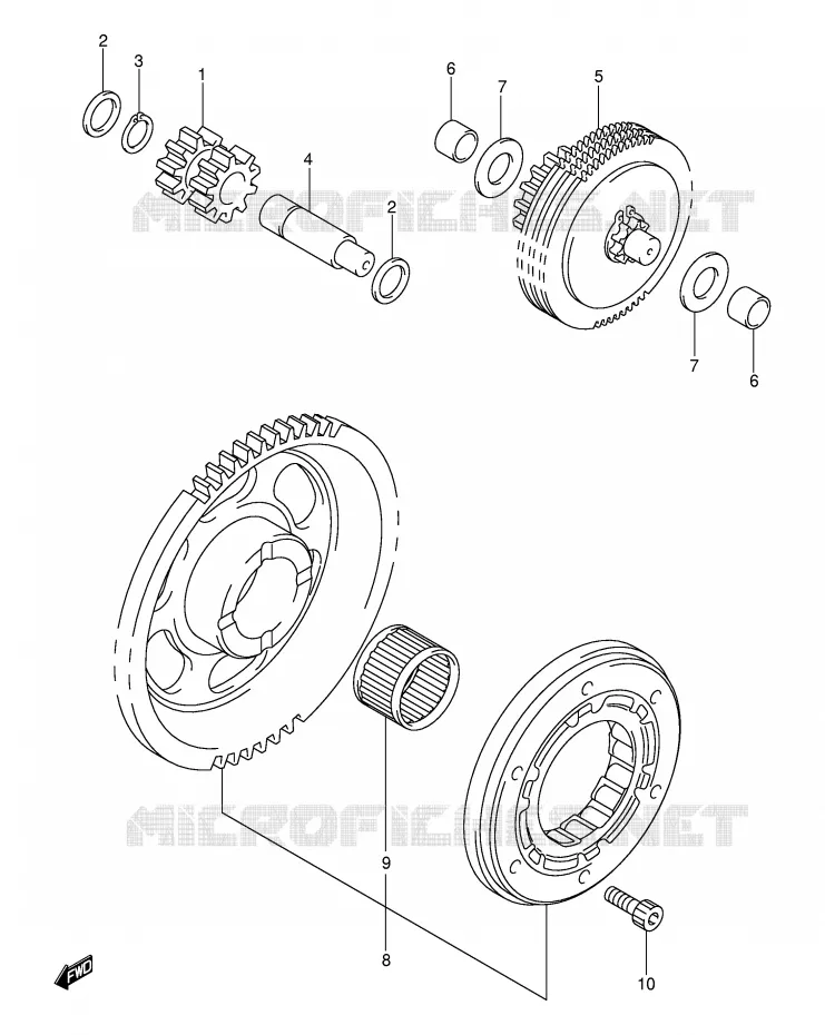 STARTMOTOR CLUTCH (DR-Z400EY/EK1/EK2/EK3/EK4) Suzuki MOTO 400 DR-Z 2003  DR-Z400K3(E3/E28)