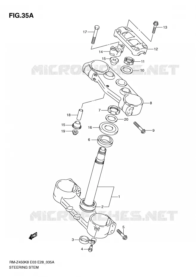 STUURKOLOM (RM-Z450L1) Suzuki MOTO 450 RM-Z 2011  RM-Z450L1(E3/E28)