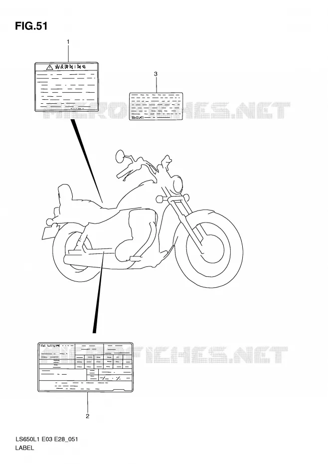 WAARSCHUWINGSLABEL (LS650L1 E33) Suzuki MOTO 650 BOULEVARD 2011  LS650L1(E3/E28)