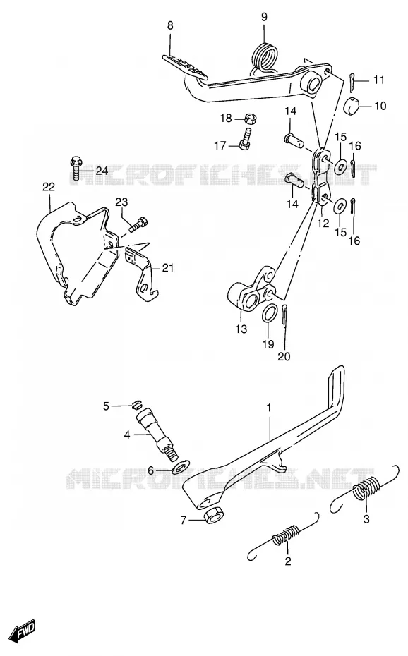 ZIJ STAND - ACHTER REMPEDAAL Suzuki MOTO 600 INTRUDER 1996  VS600GLFT(E2)