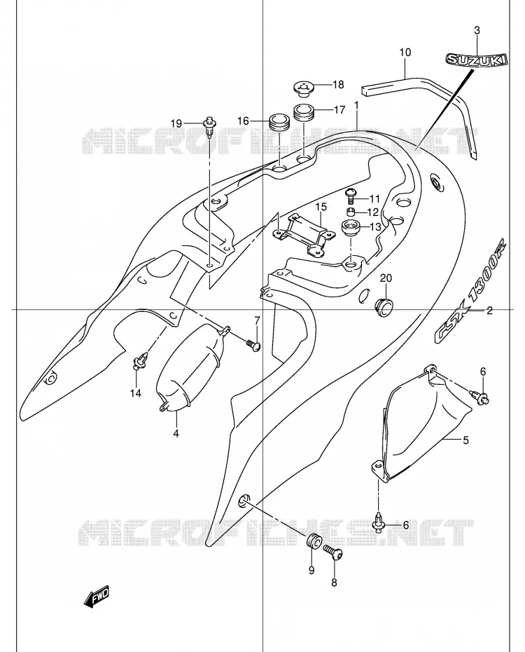 ACHTER KUIP  (MODELE K2) Suzuki MOTO 1300 HAYABUSA 2003  GSX1300RU2K3(E2)