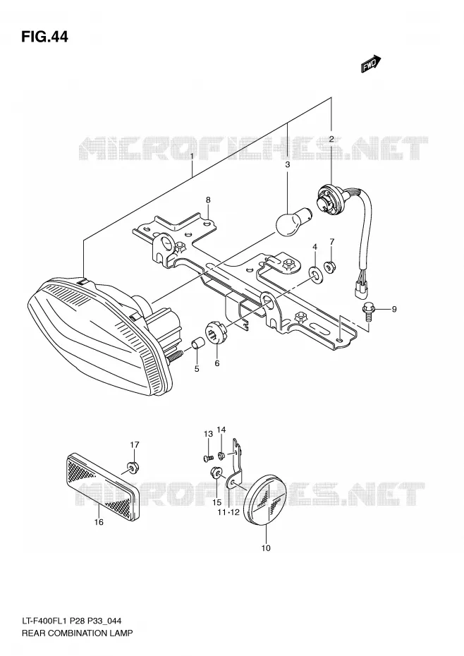 ACHTERLICHT (LT-F400FZL1 P28) Suzuki QUAD 400 KINGQUAD 2011  LT-F400FL1(P28/P33)