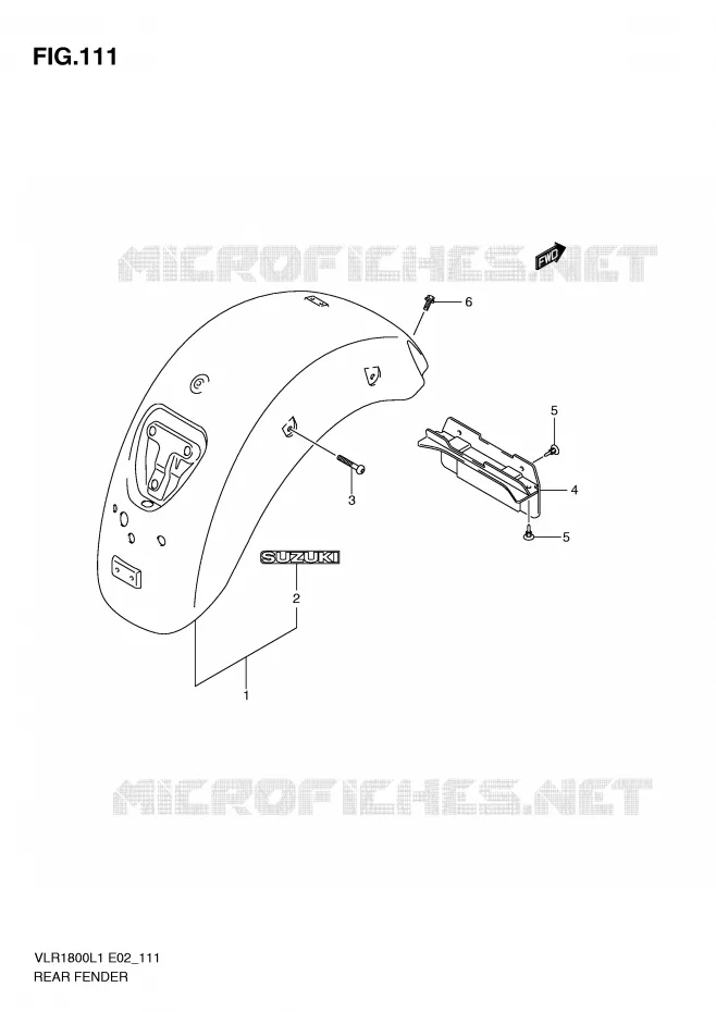 ACHTERSPATBORD (VLR1800L1 E2) Suzuki MOTO 1800 INTRUDER 2011  VLR1800L1(E2)