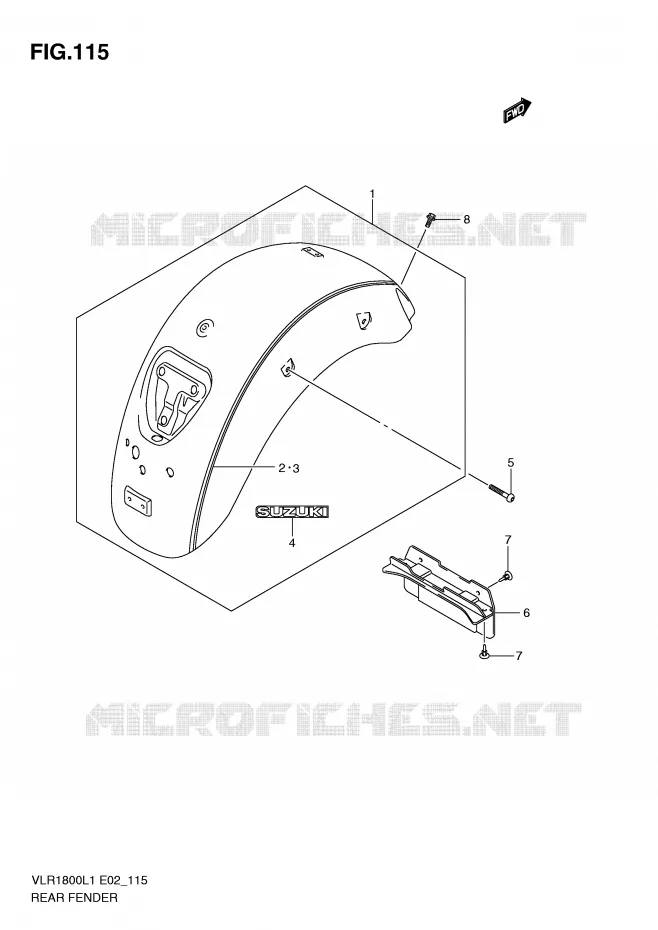 ACHTERSPATBORD (VLR1800TL1 E19) Suzuki MOTO 1800 INTRUDER 2011  VLR1800TL1(E2)