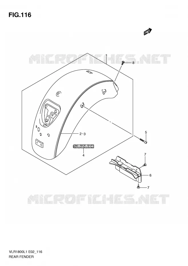 ACHTERSPATBORD (VLR1800TL1 E24) Suzuki MOTO 1800 INTRUDER 2011  VLR1800L1(E2)