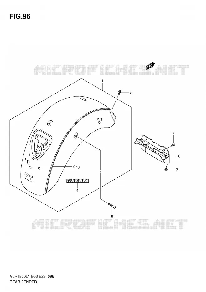 ACHTERSPATBORD (VLR1800TL1 E3) Suzuki MOTO 1800 BOULEVARD 2011  VLR1800TL1(E3/E28)