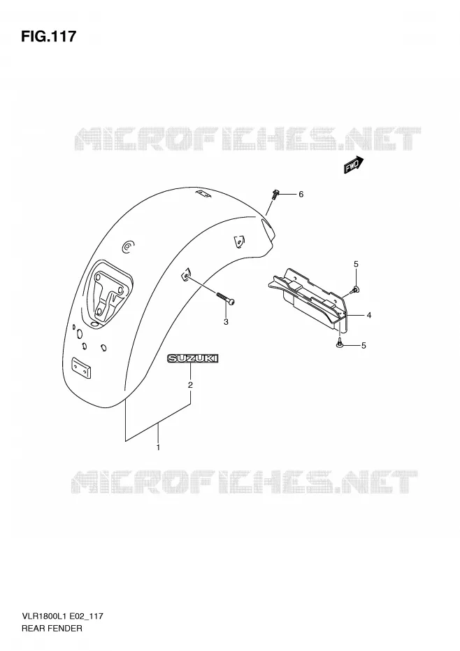 ACHTERSPATBORD (VLR1800UFL1 E19) Suzuki MOTO 1800 INTRUDER 2011  VLR1800UFL1(E2)