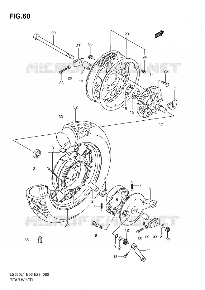 ACHTERWIEL Suzuki MOTO 650 BOULEVARD 2011  LS650L1(E3/E28)