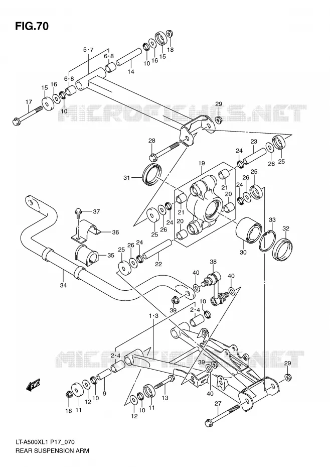 ACHTERWIELOPHANGING ARM Suzuki QUAD 500 KINGQUAD 2011  LT-A500XL1(P17)