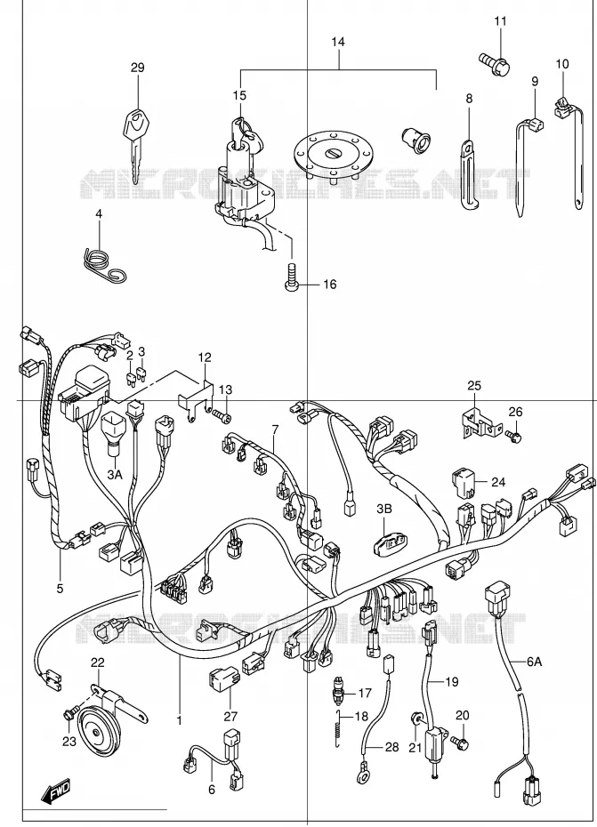 BEDRADING (MODELE X/Y/K1/K2) Suzuki MOTO 1300 HAYABUSA 2003  GSX1300RK3(E2)