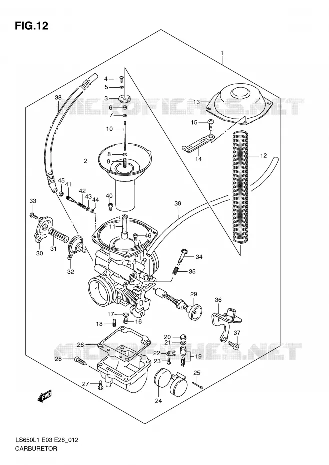 CARBURATOR (LS650L1 E28) Suzuki MOTO 650 BOULEVARD 2011  LS650L1(E3/E28)