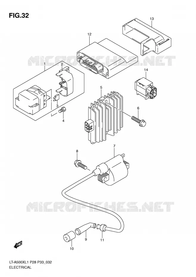 ELEKTRISCH Suzuki QUAD 500 KINGQUAD 2011  LT-A500XL1(P28/P33)