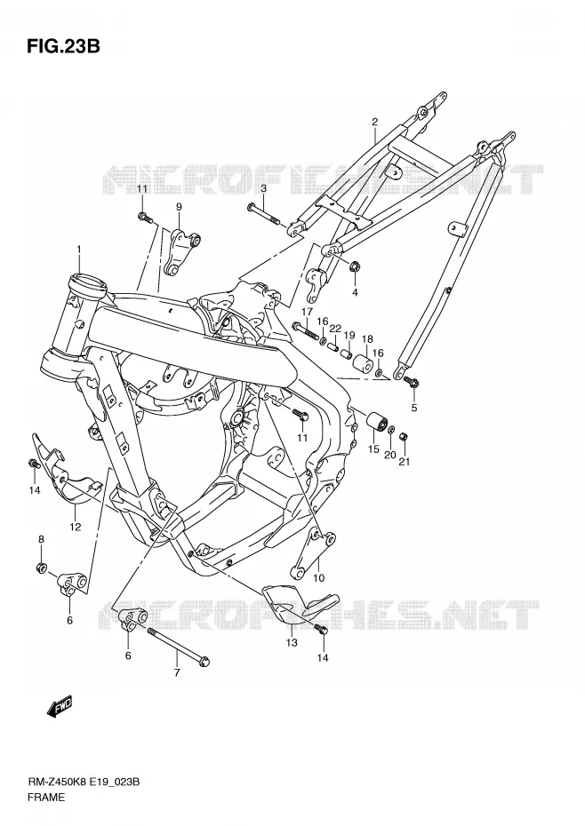 FRAME (RM-Z450L1) Suzuki MOTO 450 RM-Z 2009  RM-Z450K9(E19)