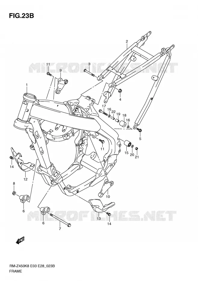 FRAME (RM-Z450L1) Suzuki MOTO 450 RM-Z 2010  RM-Z450L0(E3/E28)