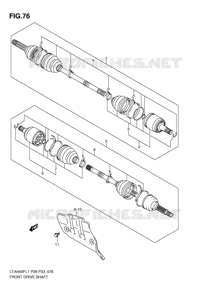 FRONT AANDRIJFAS Suzuki QUAD 400 KINGQUAD 2011  LT-A400FZL1(P28/P33)