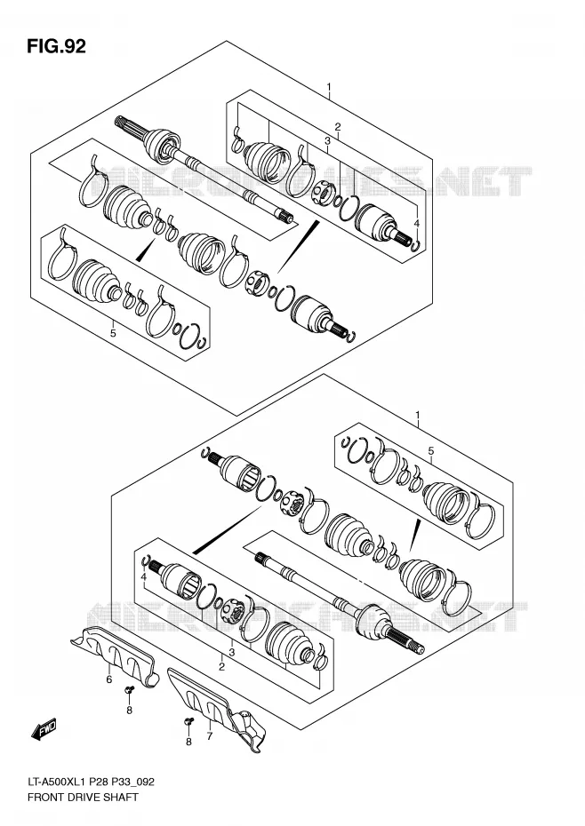 FRONT AANDRIJFAS Suzuki QUAD 500 KINGQUAD 2011  LT-A500XZL1(P28/P33)