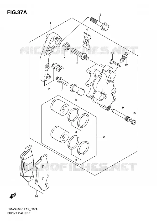 FRONT CALIPER (RM-Z450L1) Suzuki MOTO 450 RM-Z 2012  RM-Z450L1(E19)