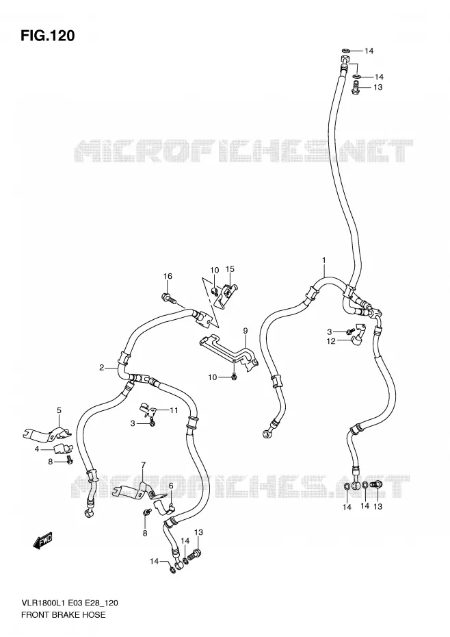 FRONT REMSLANG Suzuki MOTO 1800 BOULEVARD 2011  VLR1800TL1(E3/E28)