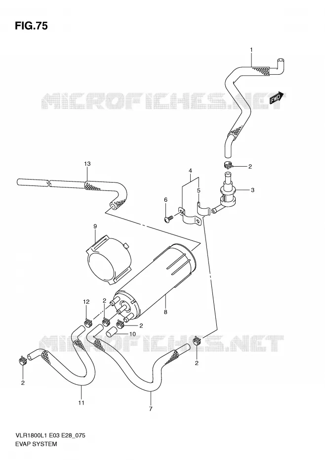 FUEL EVAP SYSTEM (VLR1800TL1 E33) Suzuki MOTO 1800 INTRUDER 2011  VLR1800TL1(E3/E28)