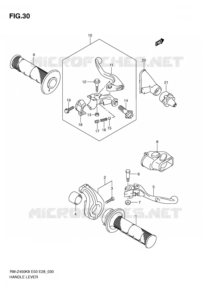 HANDGRIPS - LEVERS Suzuki MOTO 450 RM-Z 2009  RM-Z450K9(E3/E28)