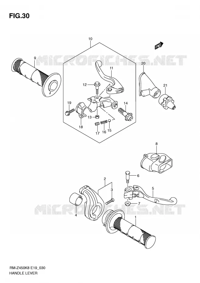 HANDGRIPS - LEVERS Suzuki MOTO 450 RM-Z 2010  RM-Z450L0(E19)