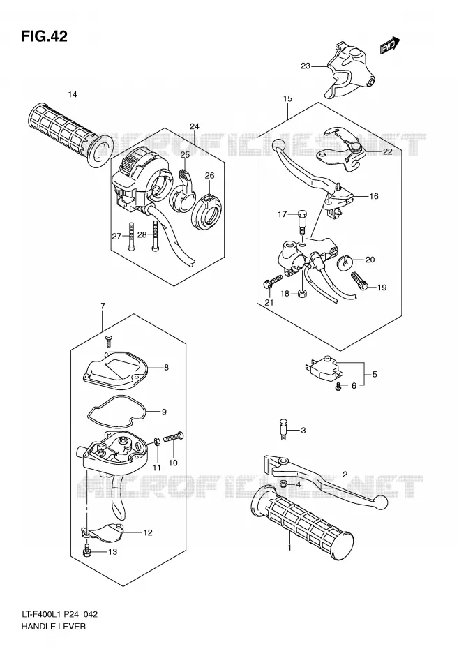 HANDGRIPS - LEVERS Suzuki QUAD 400 KINGQUAD 2011  LT-F400L1(P24)