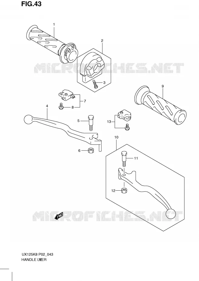 HEFBOMEN - HANDGRIPS (MODEL K8) Suzuki SCOOTER 125 SIXTEEN 2008  UX125K8(P02)