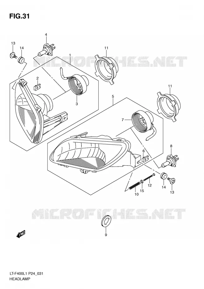KOPLAMP Suzuki QUAD 400 KINGQUAD 2011  LT-F400L1(P24)