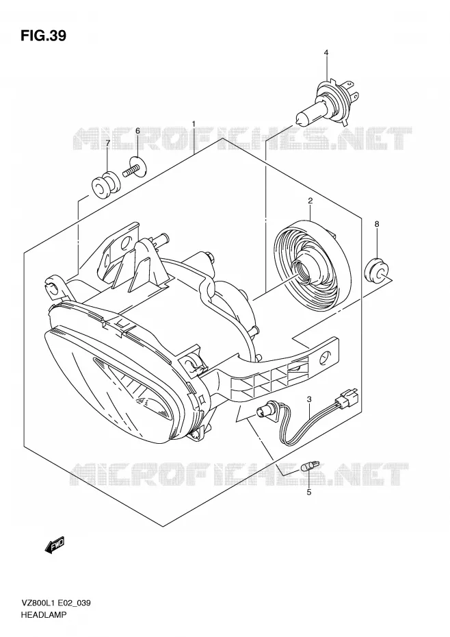 KOPLAMP (VZ800UEL1 E19) Suzuki MOTO 800 MARAUDER 2011  VZ800L1(E2)