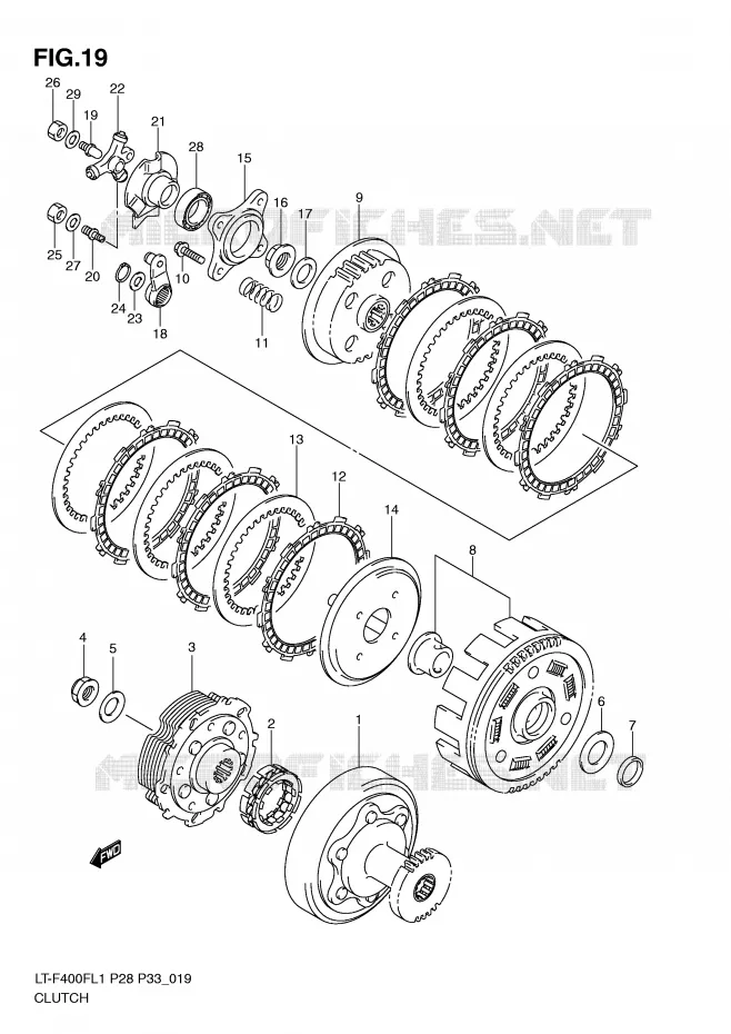 KOPPELING Suzuki QUAD 400 KINGQUAD 2011  LT-F400FZL1(P28/P33)