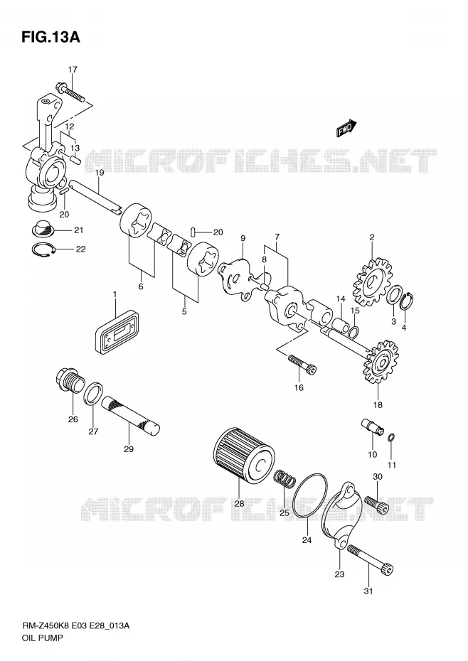 OLIEPOMP (RM-Z450L1) Suzuki MOTO 450 RM-Z 2008  RM-Z450K8(E3/E28)