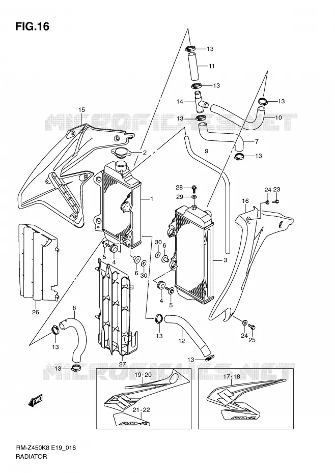RADIATOR (RM-Z450K8/K9) Suzuki MOTO 450 RM-Z 2011  RM-Z450L1(E19)