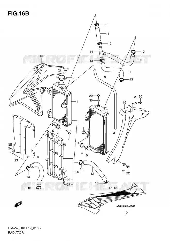 RADIATOR (RM-Z450L1) Suzuki MOTO 450 RM-Z 2010  RM-Z450L0(E19)